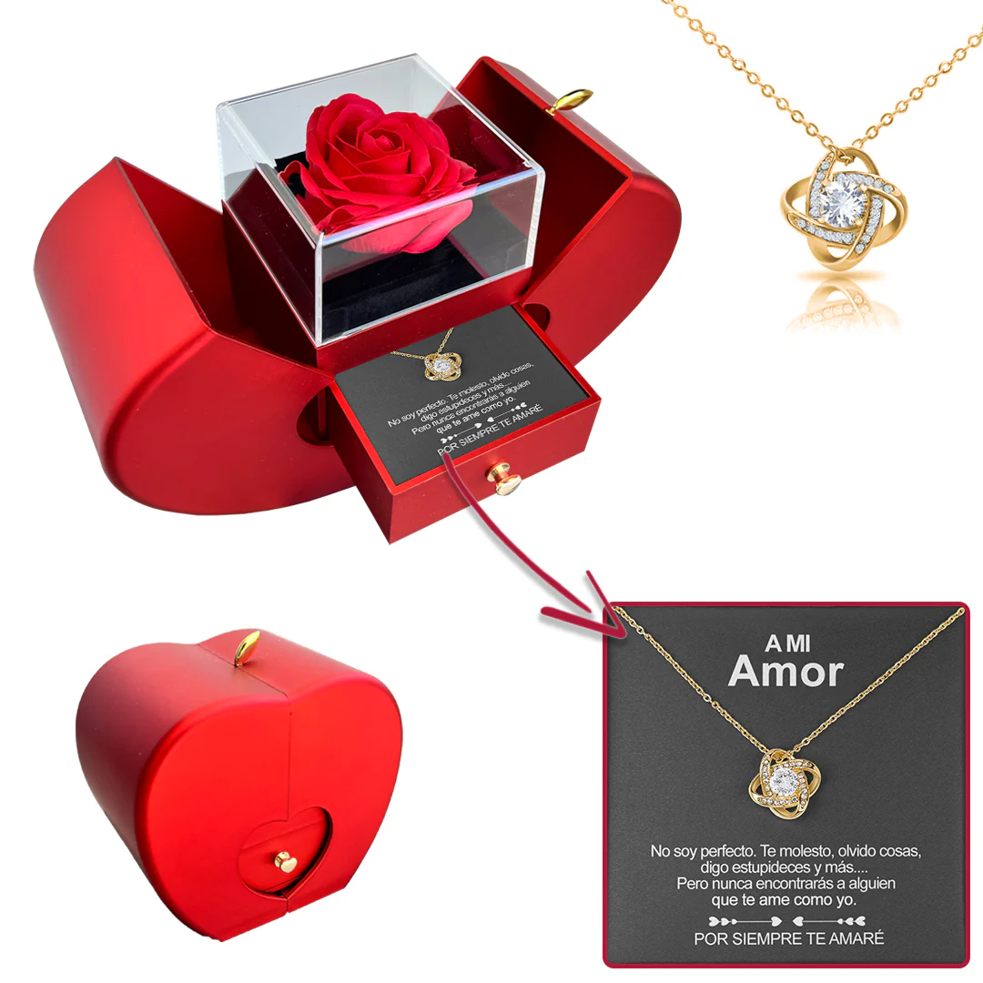 Sterling Silver Necklace - With Real Rose - A mi Amor - Image 3