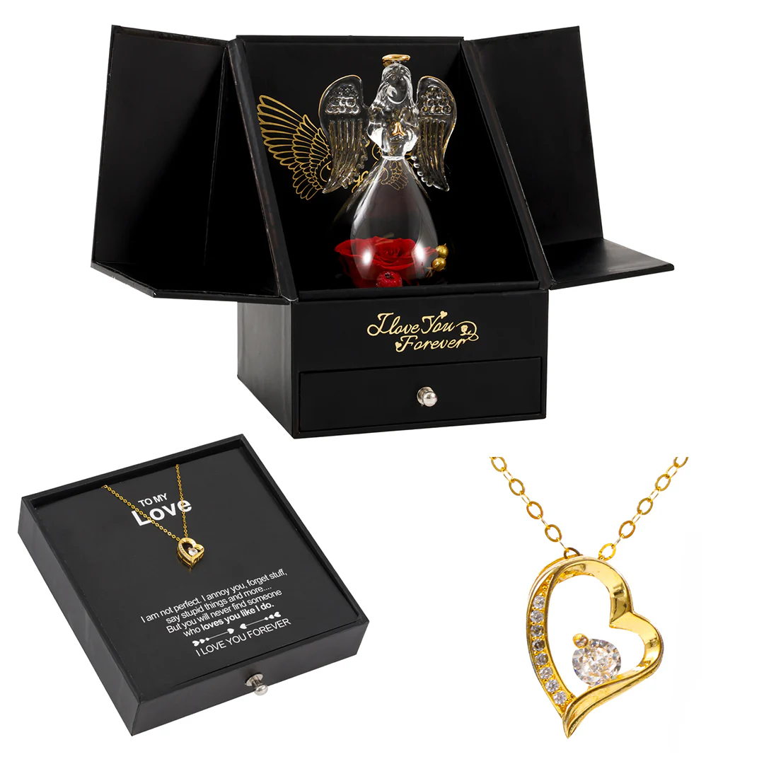 14K White Gold Necklace - With a Glass Angel - To My Love - Image 3