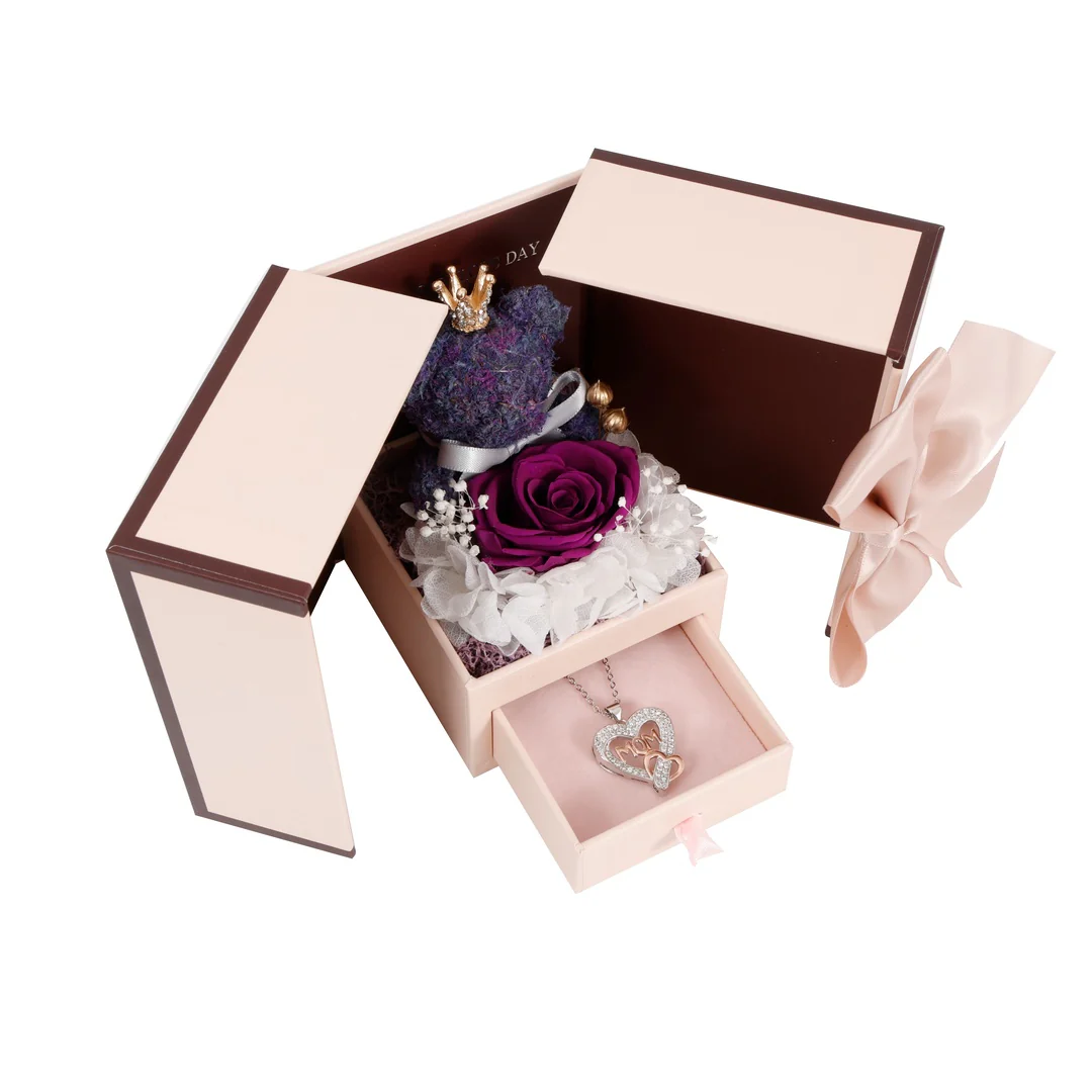 MOM Letter Necklace & Rose Bear Gift Set - Image 12