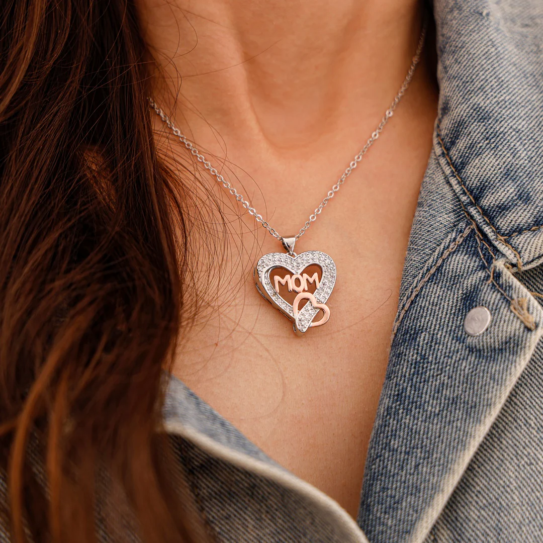 MOM Letter Necklace & Rose Bear Gift Set - Image 2