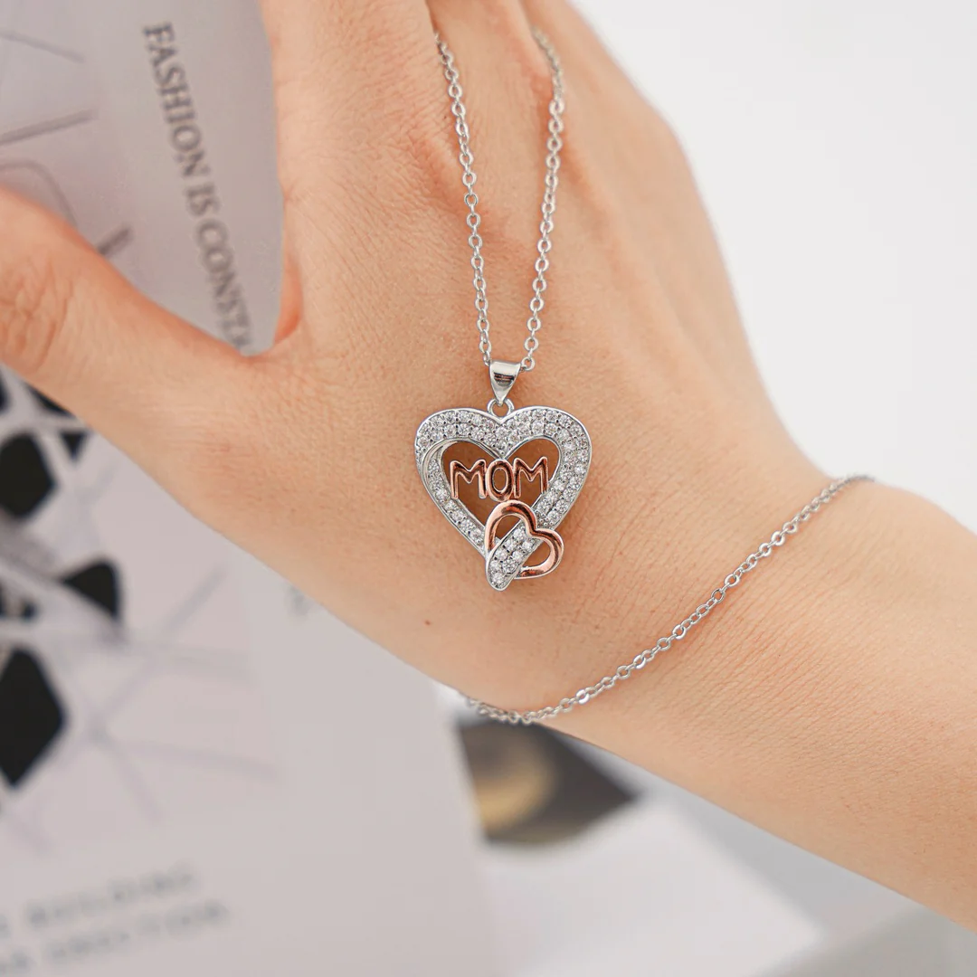 MOM Letter Necklace & Rose Bear Gift Set - Image 3
