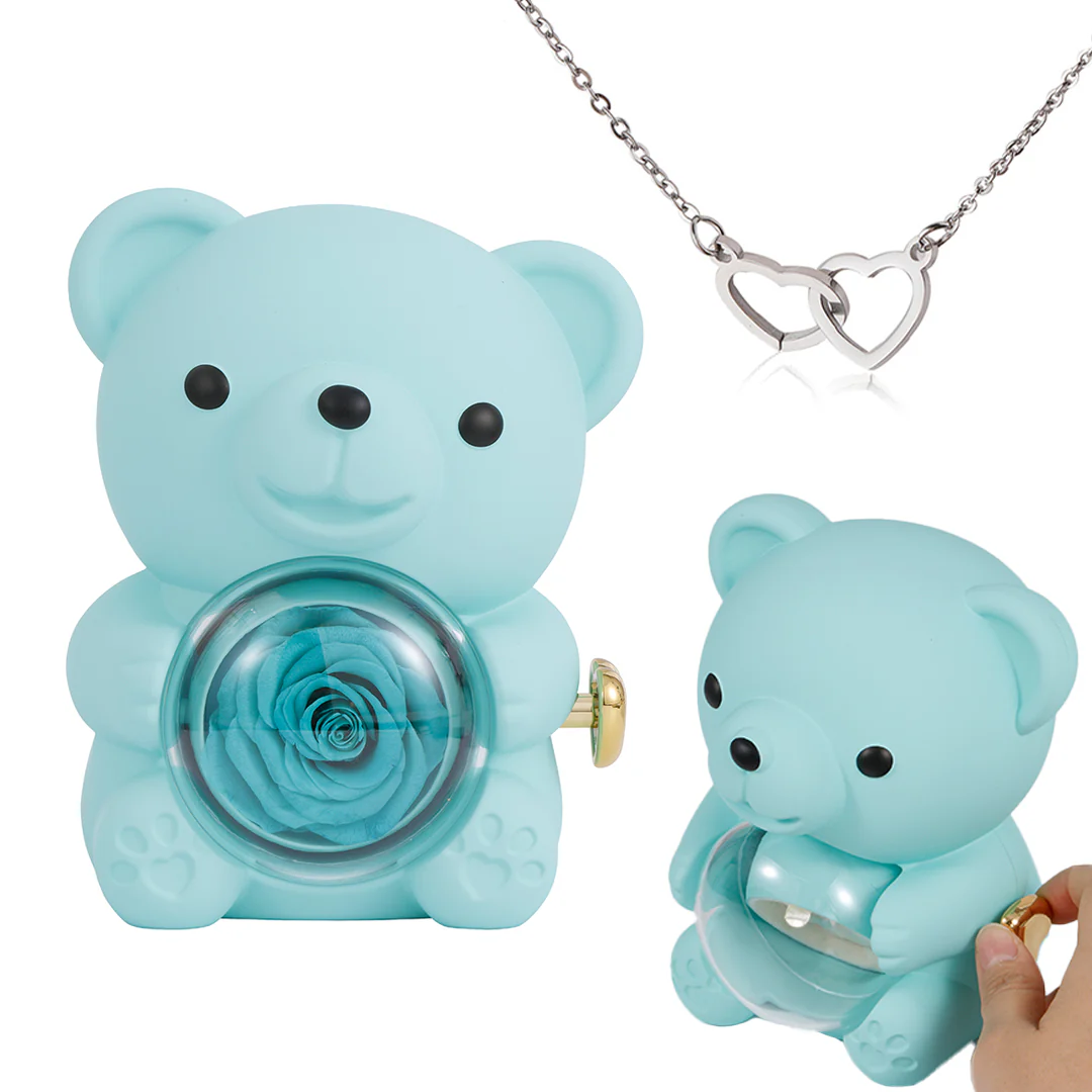Engraved Heart Necklace - with real Rose Bear Giftbox - Image 15