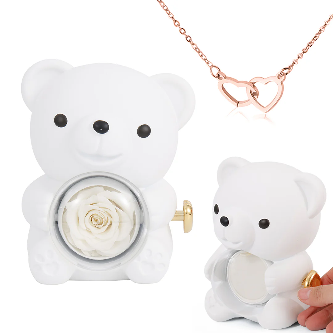 Engraved Heart Necklace - with real Rose Bear Giftbox - Image 16