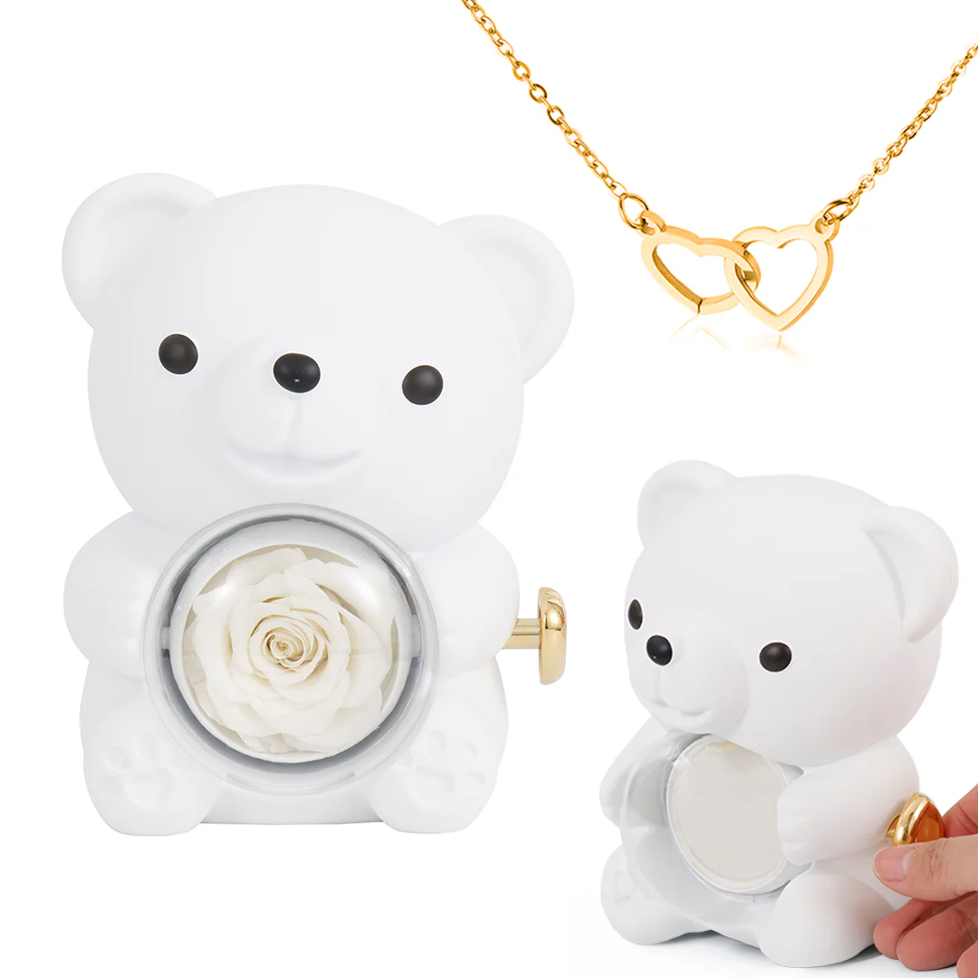 Engraved Heart Necklace - with real Rose Bear Giftbox - Image 6