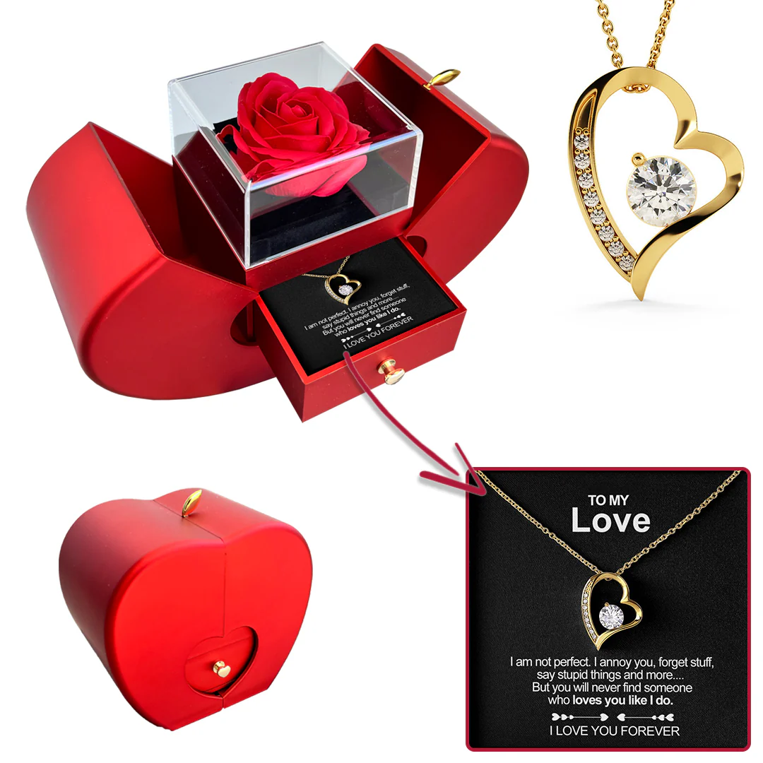 Sterling Silver Necklace - With Real Rose - My Love - Image 2