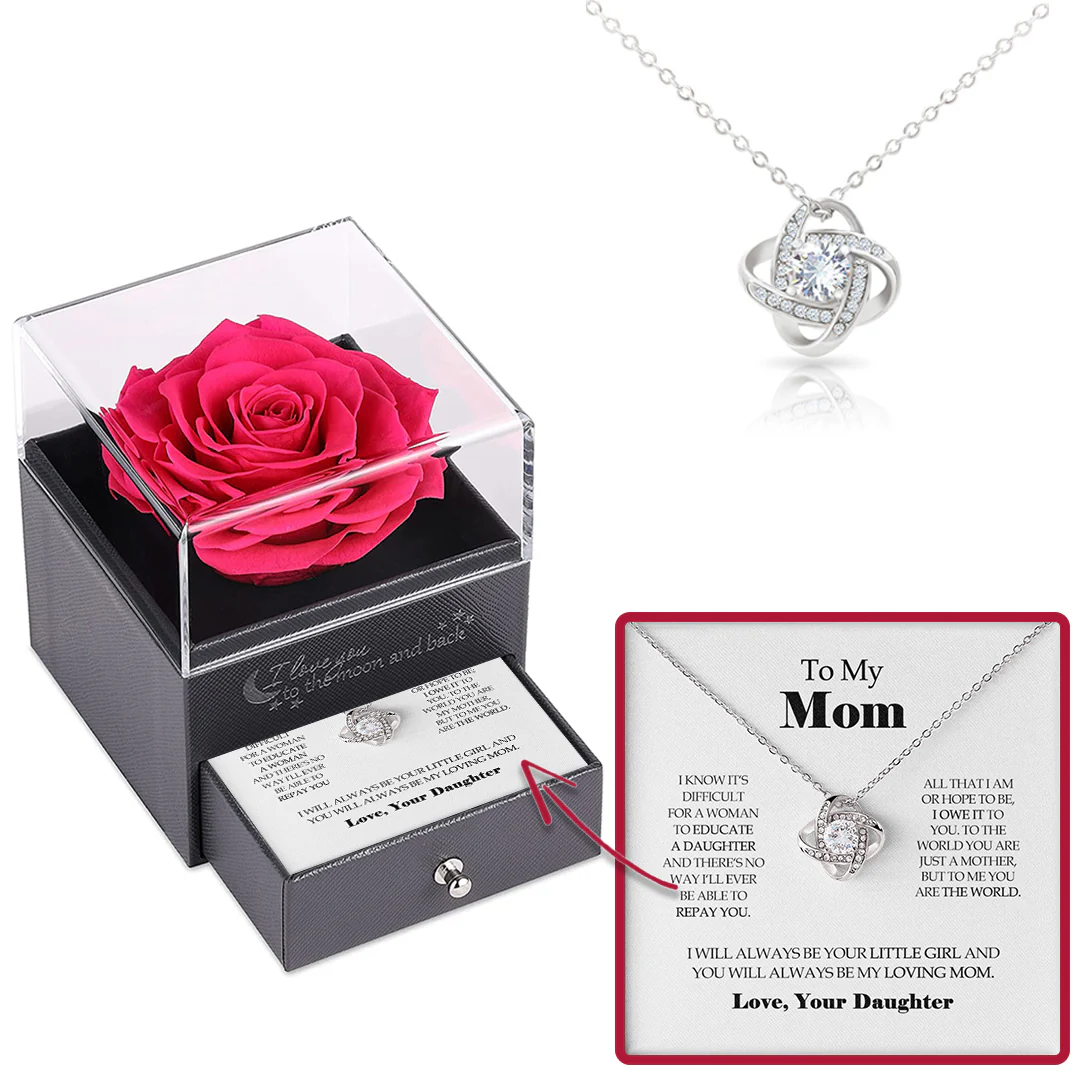 Sterling Silver Necklace with Rose Box - Best Mom