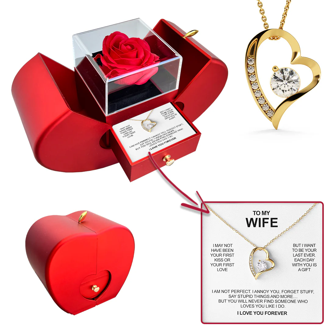 Sterling Silver Necklace - With Real Rose - To My Wife - Image 2