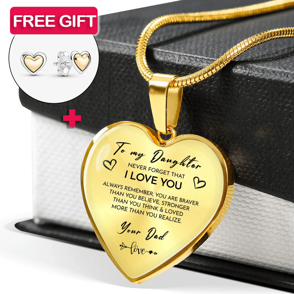 Heart necklace - Daughter + earrings FREE - Image 3