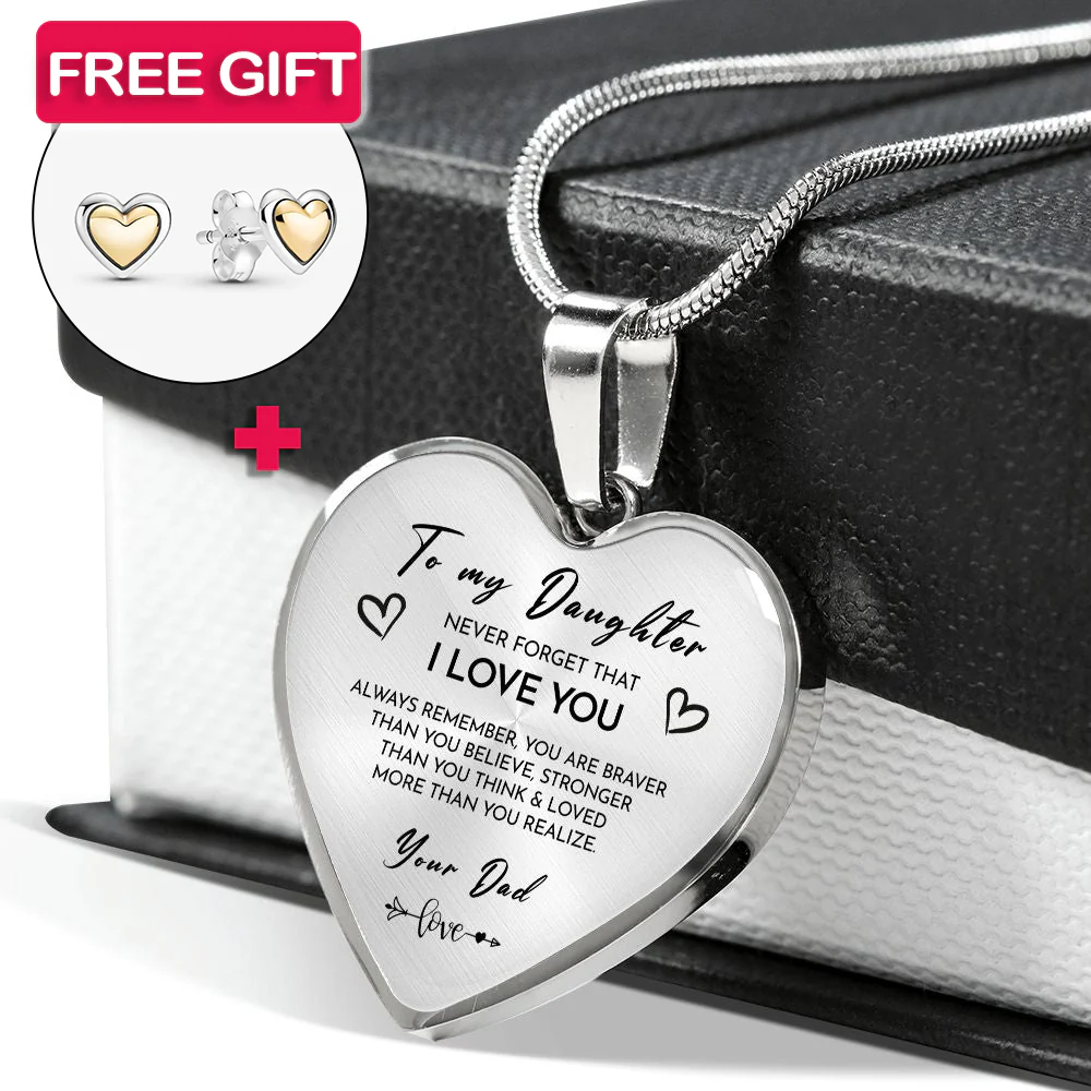 Heart necklace - Daughter + earrings FREE - Image 4