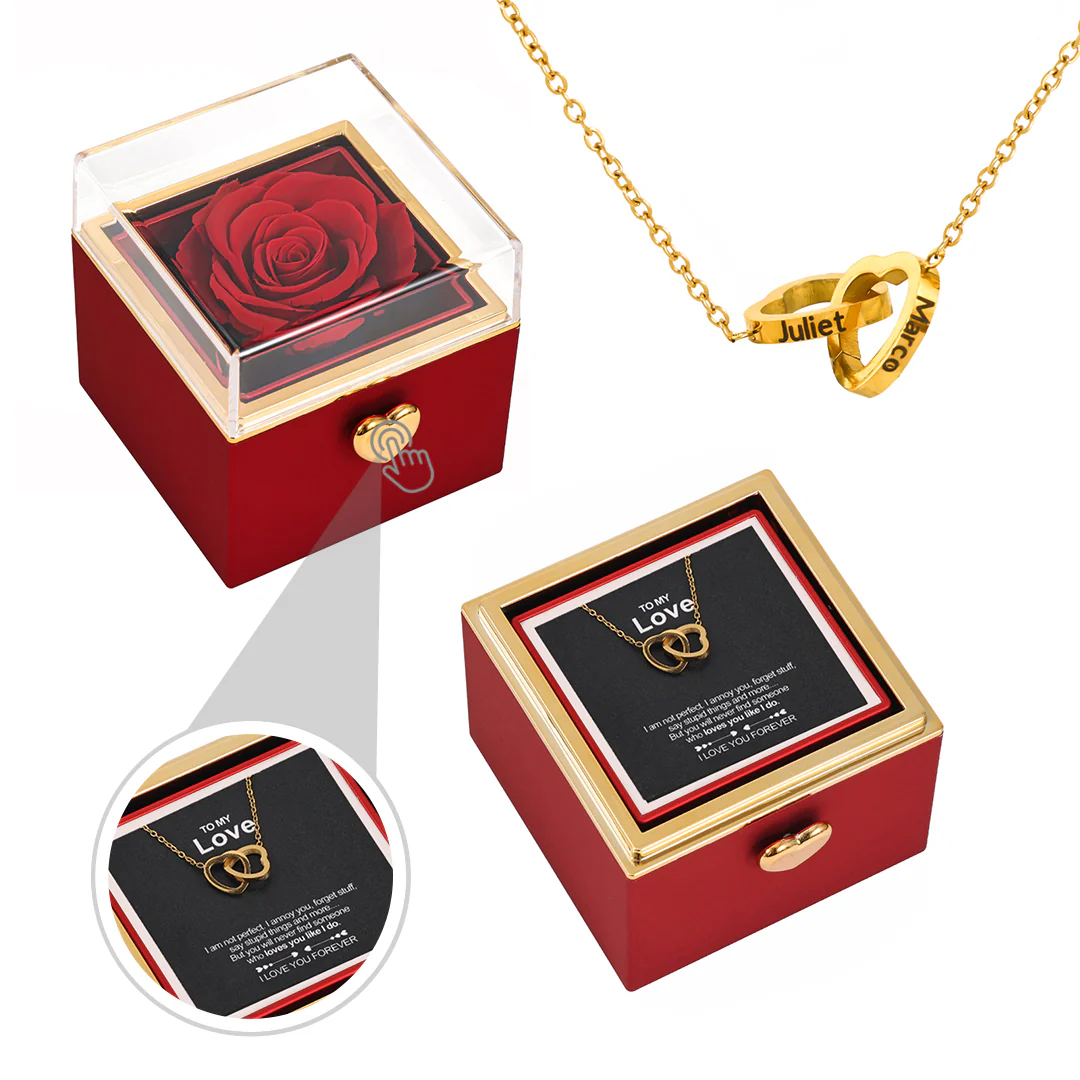 Engraved Heart Necklace with Surprise Rosebox - To My Love - Image 11