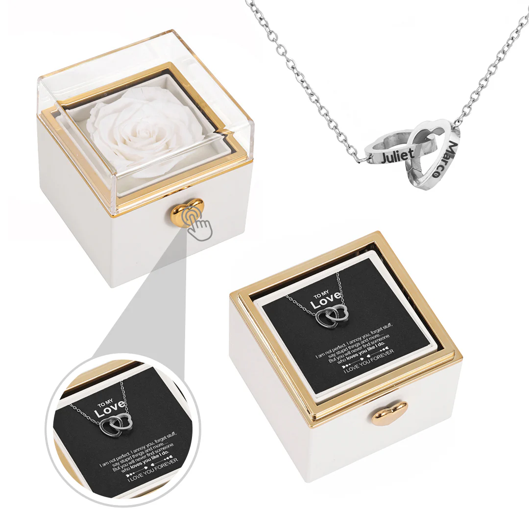 Engraved Heart Necklace with Surprise Rosebox - To My Love - Image 12