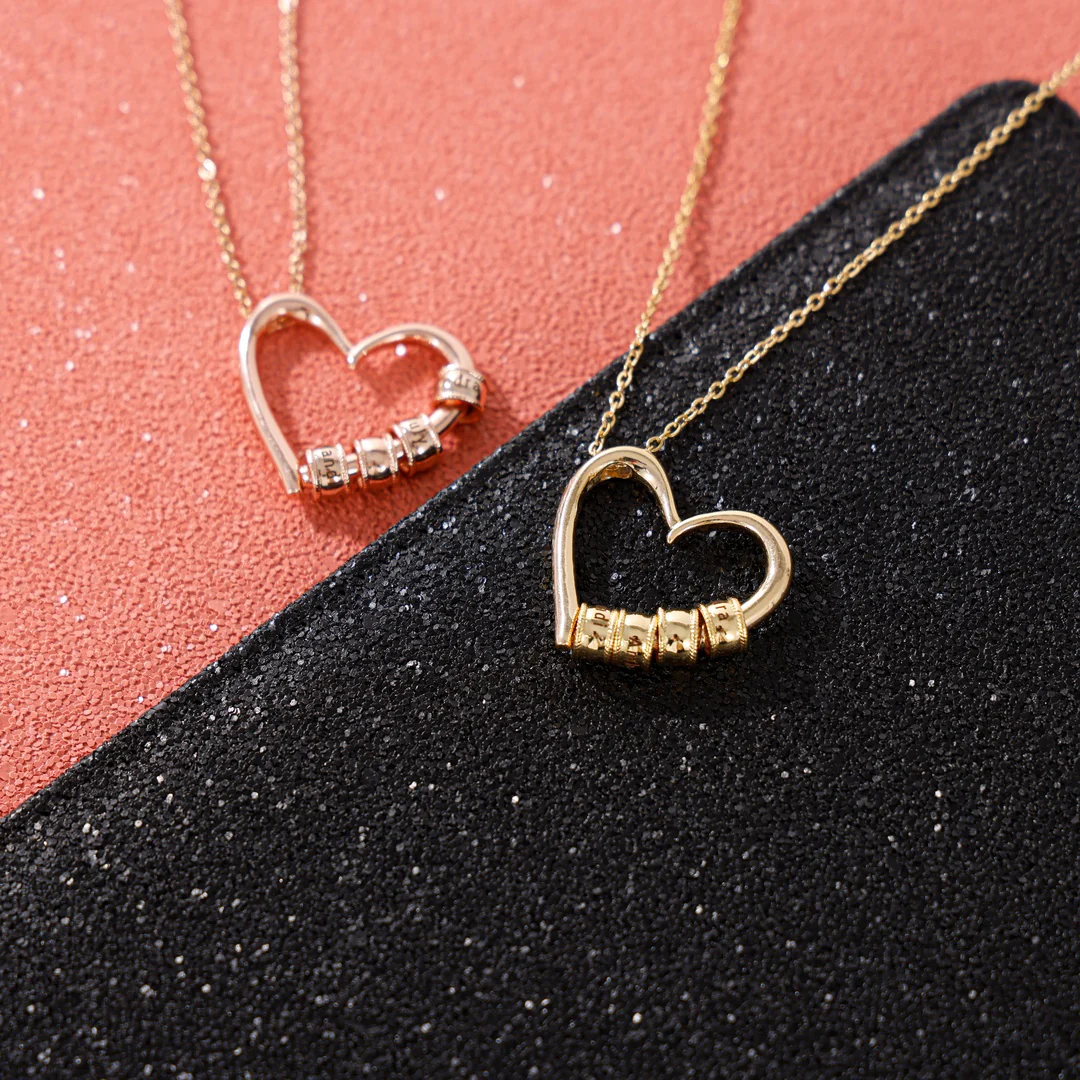 Charming Heart Necklace with Engraved Beads - Image 6