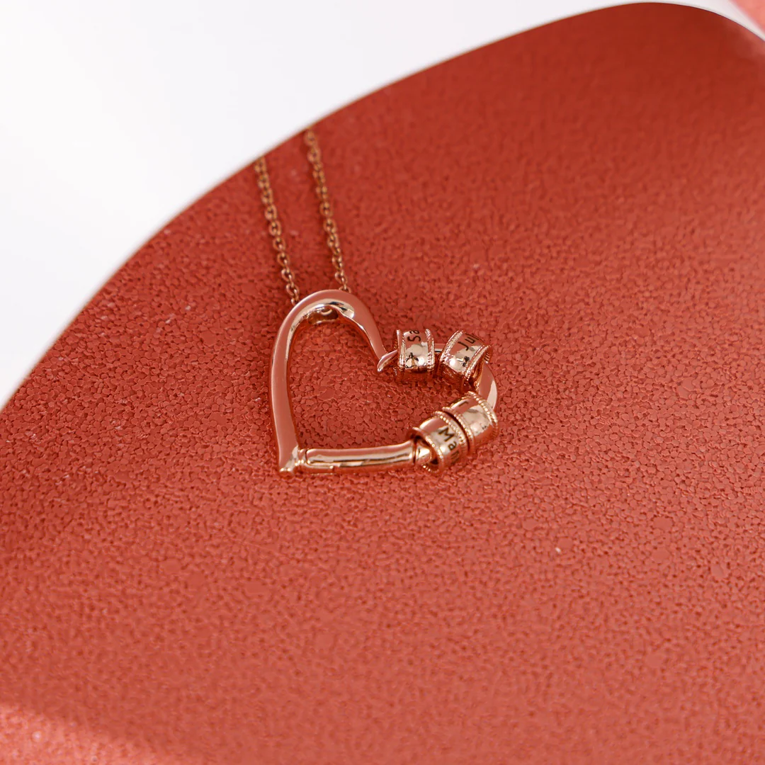 Charming Heart Necklace with Engraved Beads - Image 7