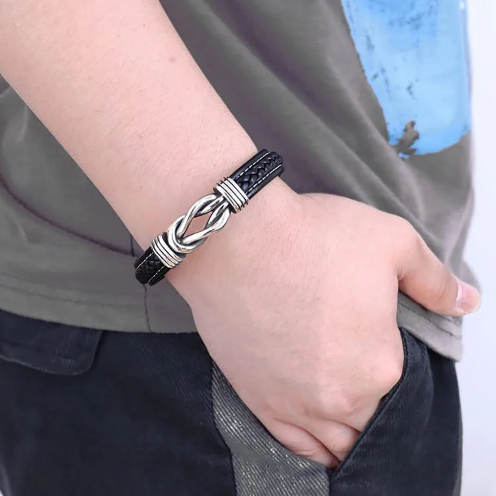 Leather wristband - Forever connected - To my Grandson - Image 4
