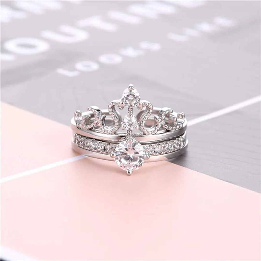 Sterling Silver Crown Ring Set - Luxury box - Image 2