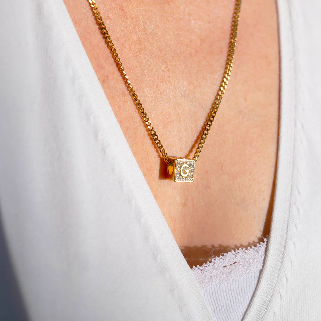 Iced Cube Initial Necklace - Image 2