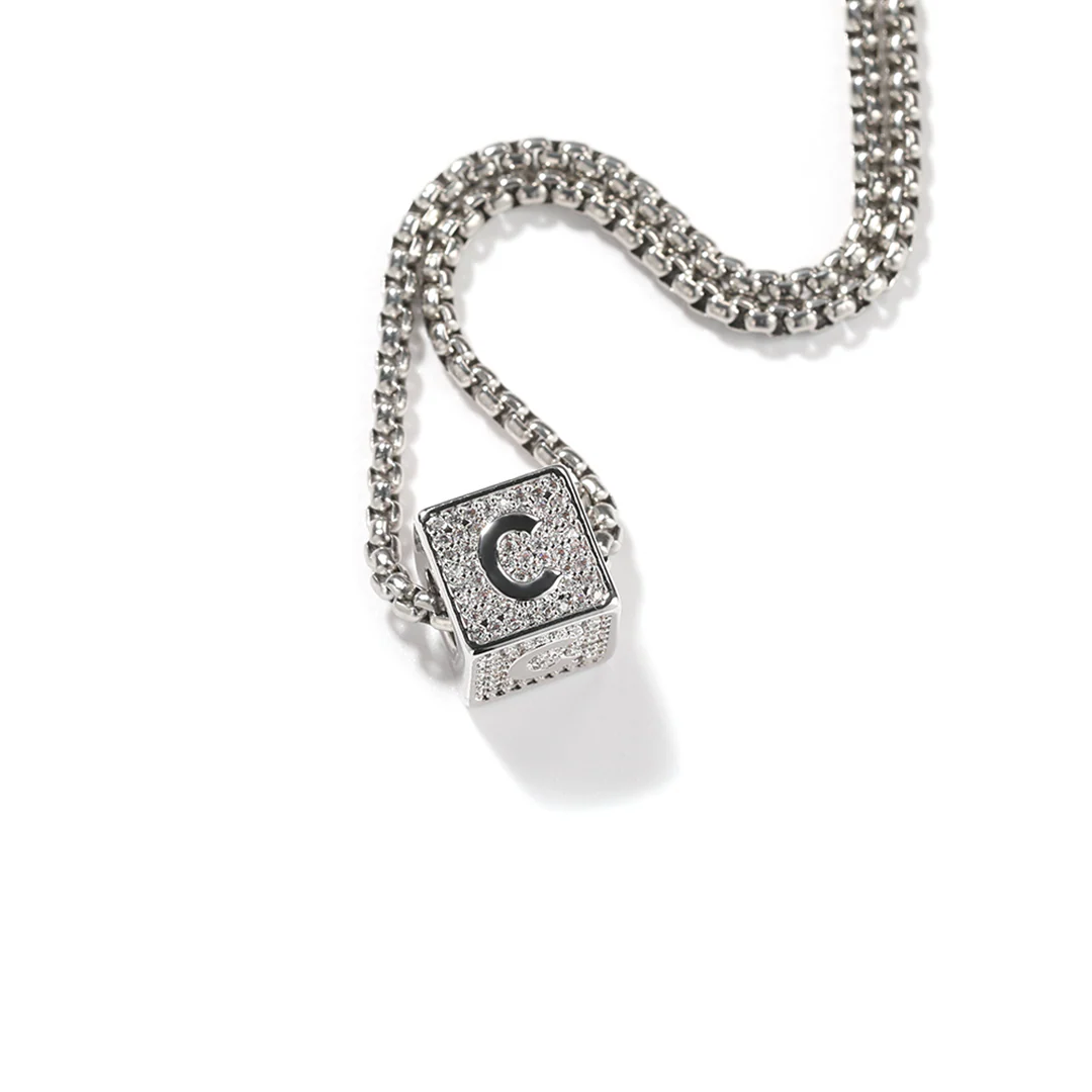 Iced Cube Initial Necklace - Image 3