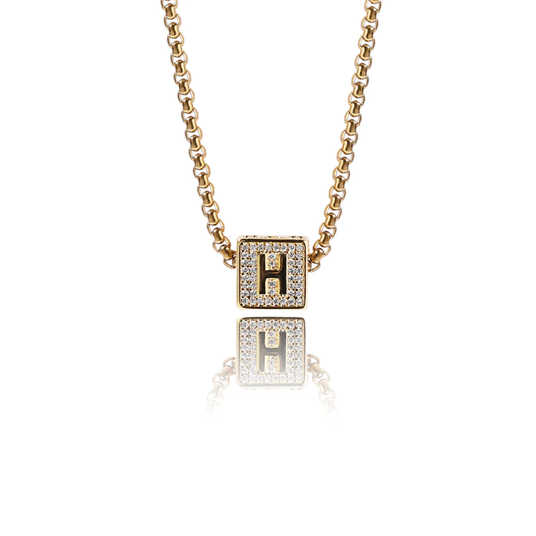 Iced Cube Initial Necklace - Image 4