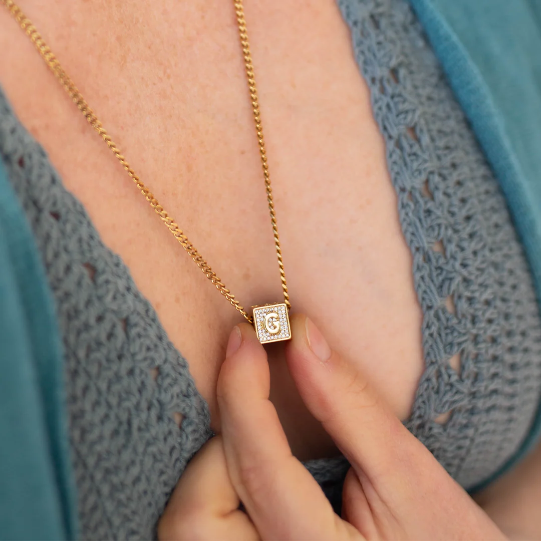Iced Cube Initial Necklace - Image 5