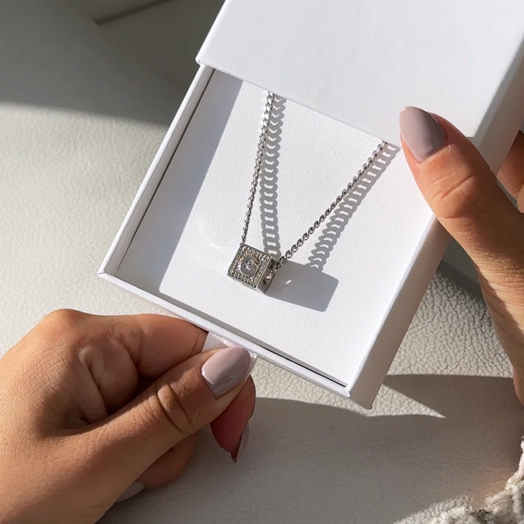Iced Cube Initial Necklace - Image 7