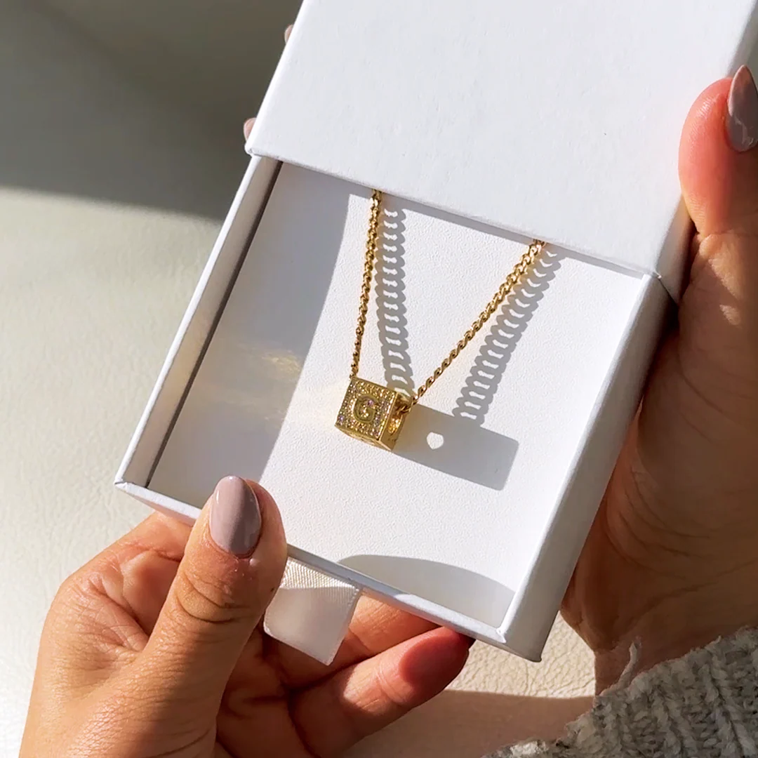Iced Cube Initial Necklace - Image 8