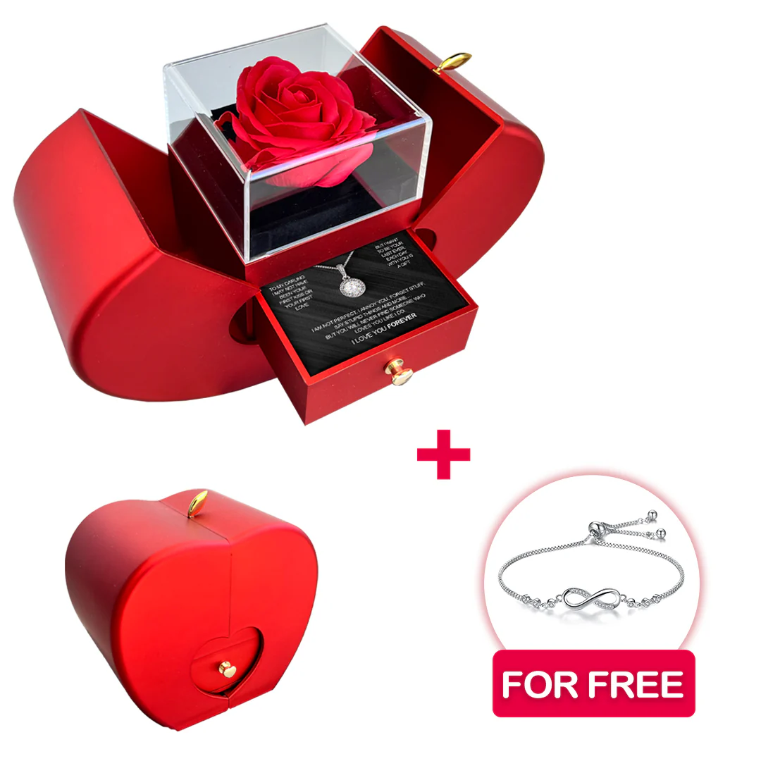 Sterling Silver Necklace with Real Rose + FREE BRACELET - Image 3