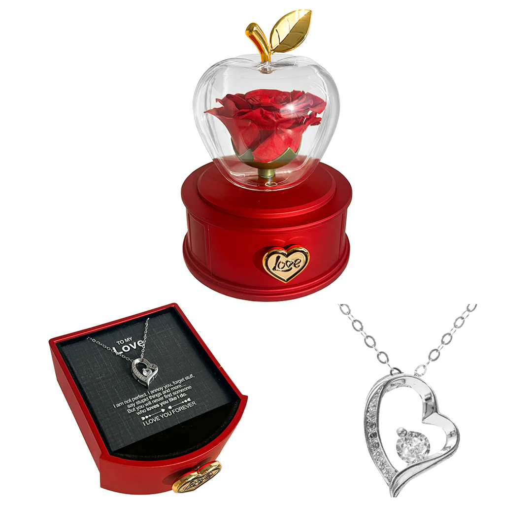 14k White Gold Necklace - With real Rose - To my Love - Image 5