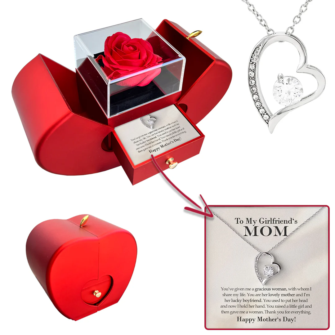 Sterling Silver Necklace - With Real Rose - Boyfriend´s Mom