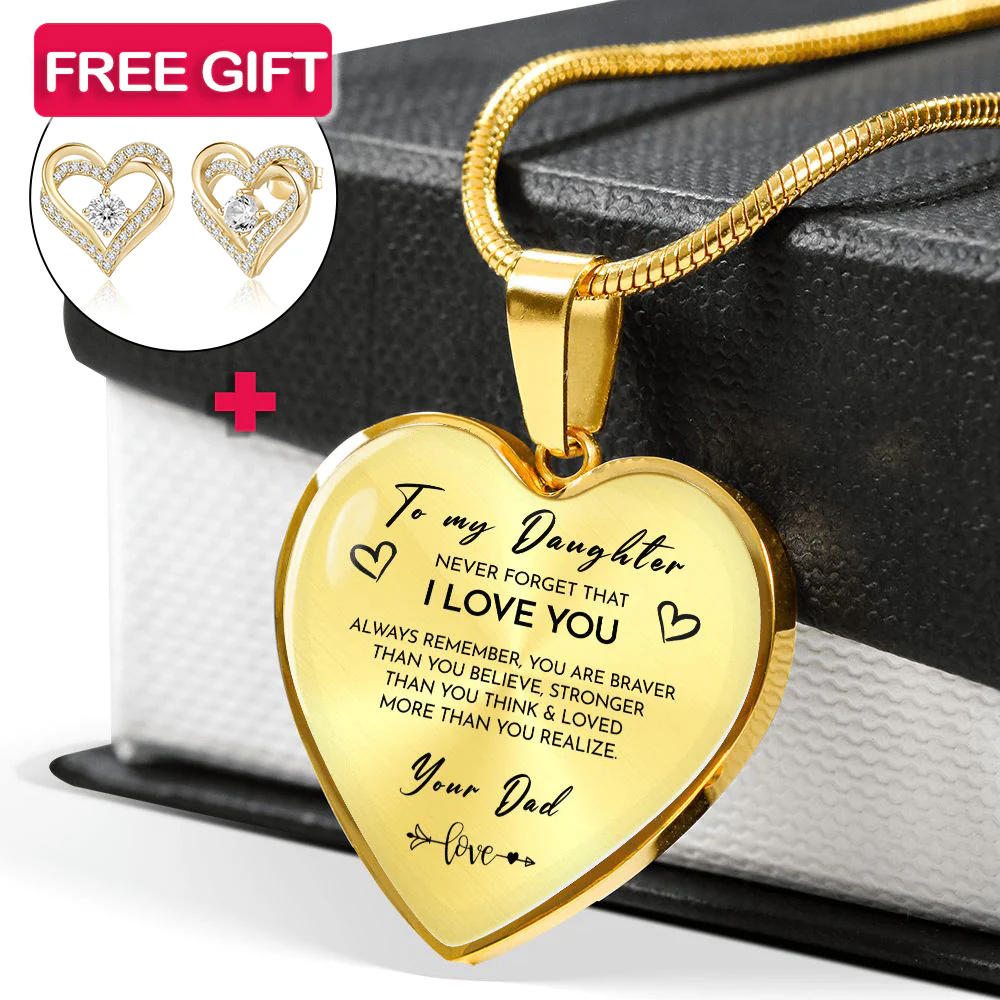 Heart necklace - Daughter + earrings FREE - Image 3