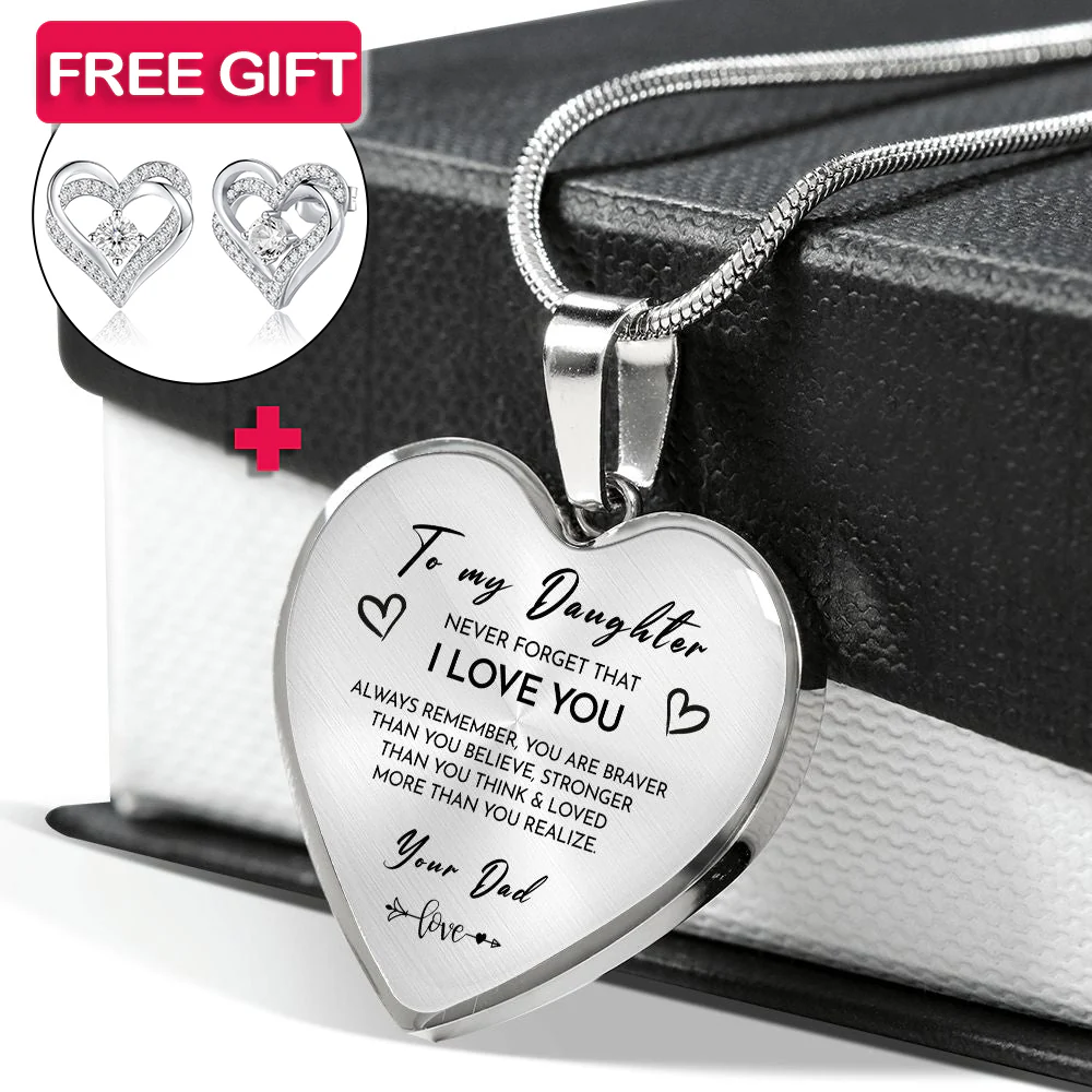 Heart necklace - Daughter + earrings FREE - Image 4