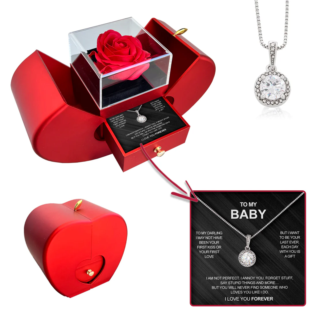Sterling Silver Necklace - With Real Rose - To My Baby