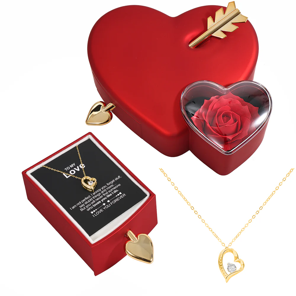 14K White Gold Necklace – Real Rose Gift Box – To My Love - Image 4