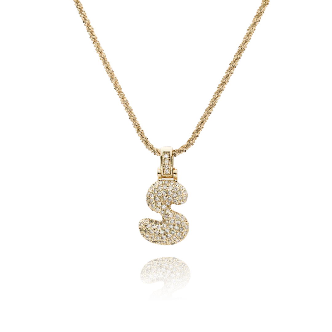 ICY Bubble Letter Initial Necklace - Image 3