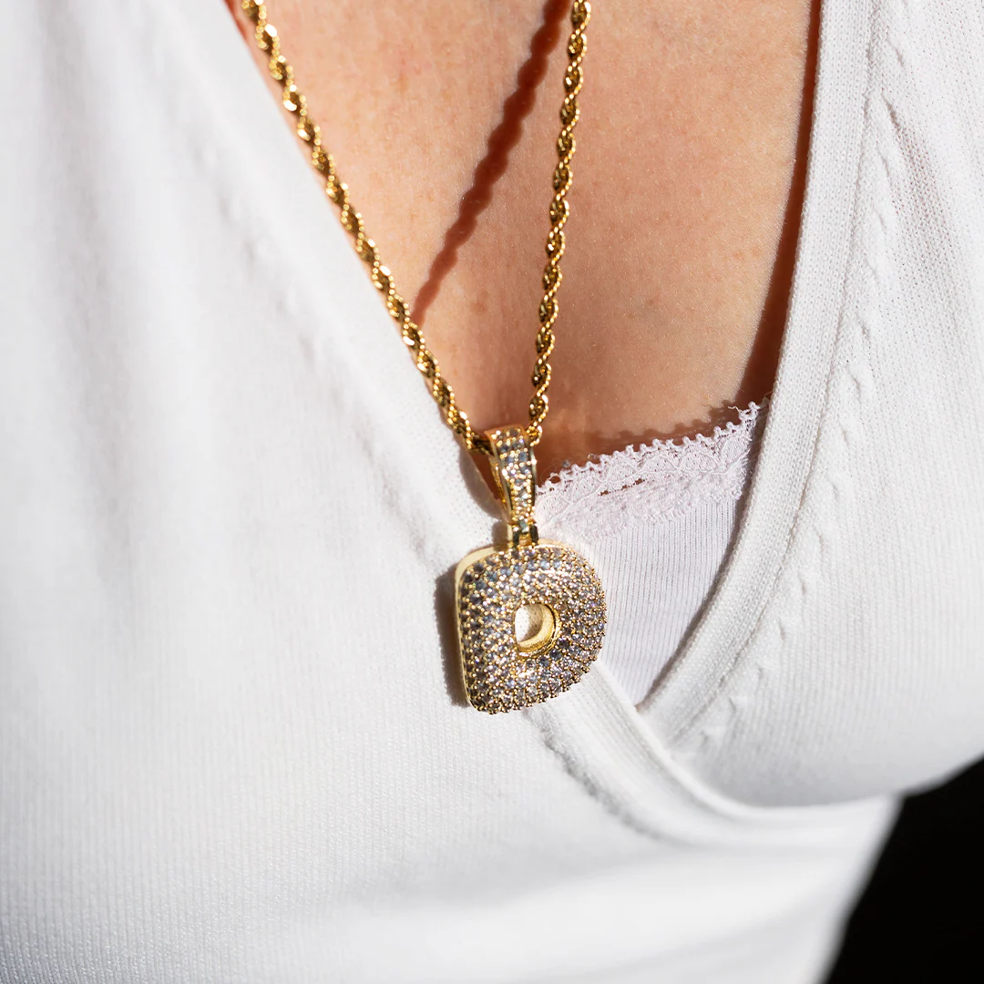 ICY Bubble Letter Initial Necklace - Image 5