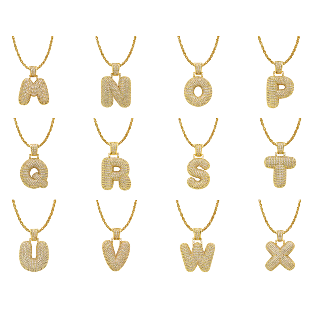 ICY Bubble Letter Initial Necklace - Image 6