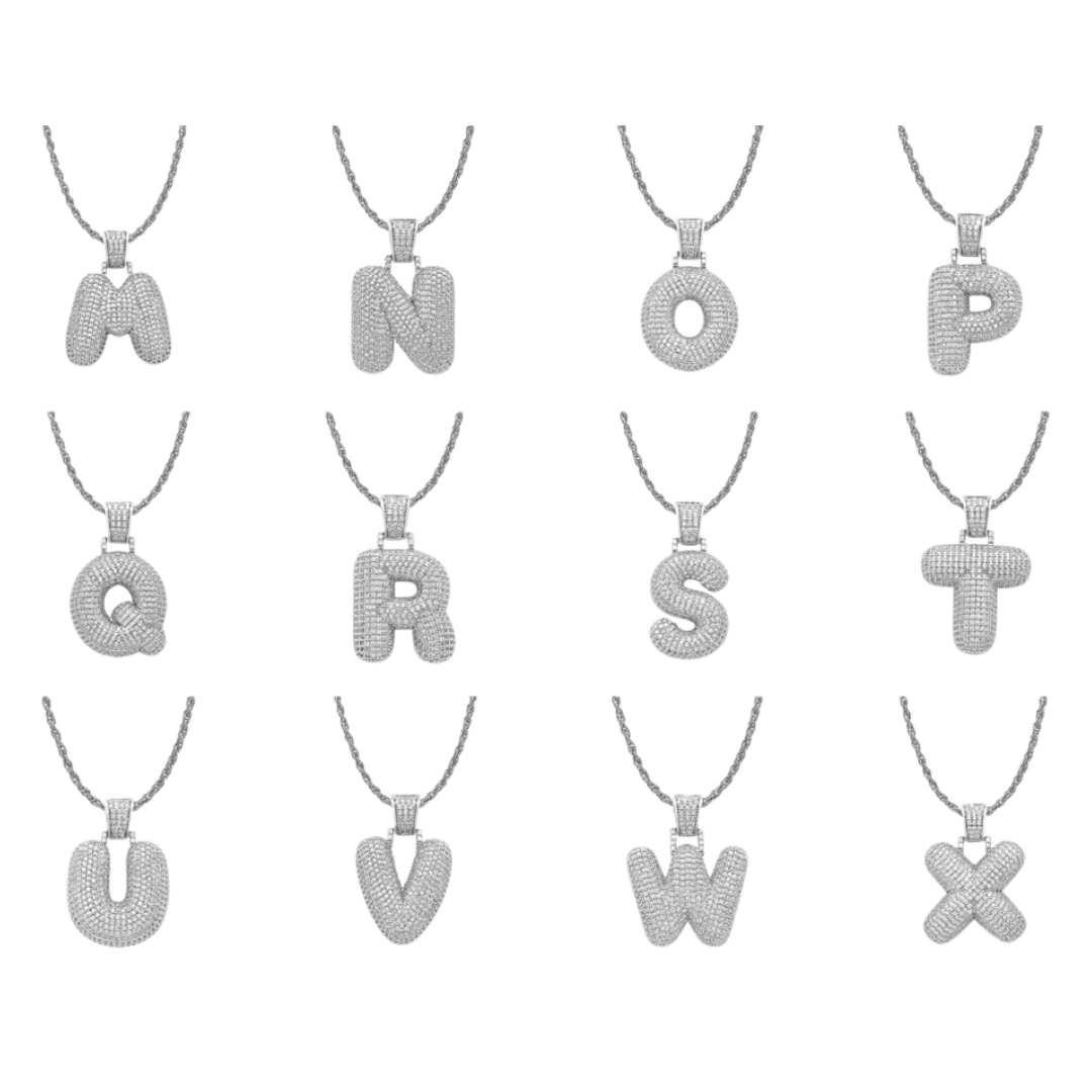 ICY Bubble Letter Initial Necklace - Image 7