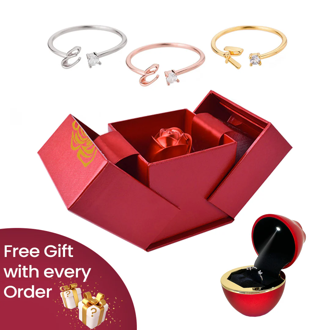 Initial Ring with Luxury Rosebox with Light - Image 8