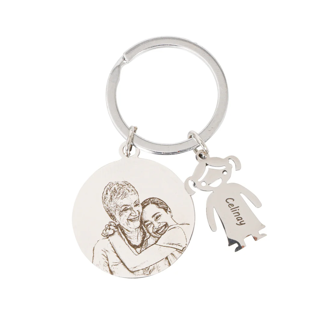 Kid Charms Keychain Custom Text And Photo - Image 2