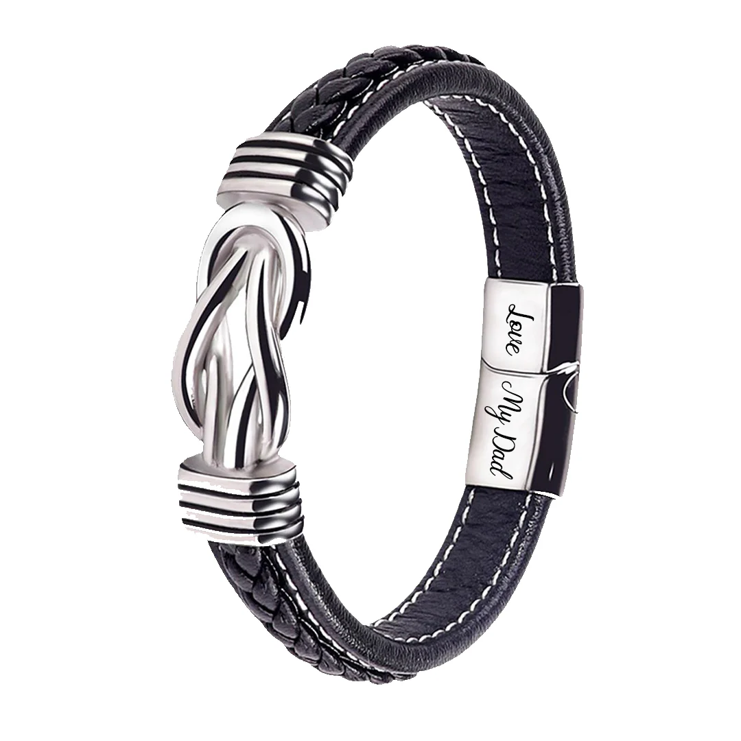Leather wristband - Forever connected - To my Dad - Image 4