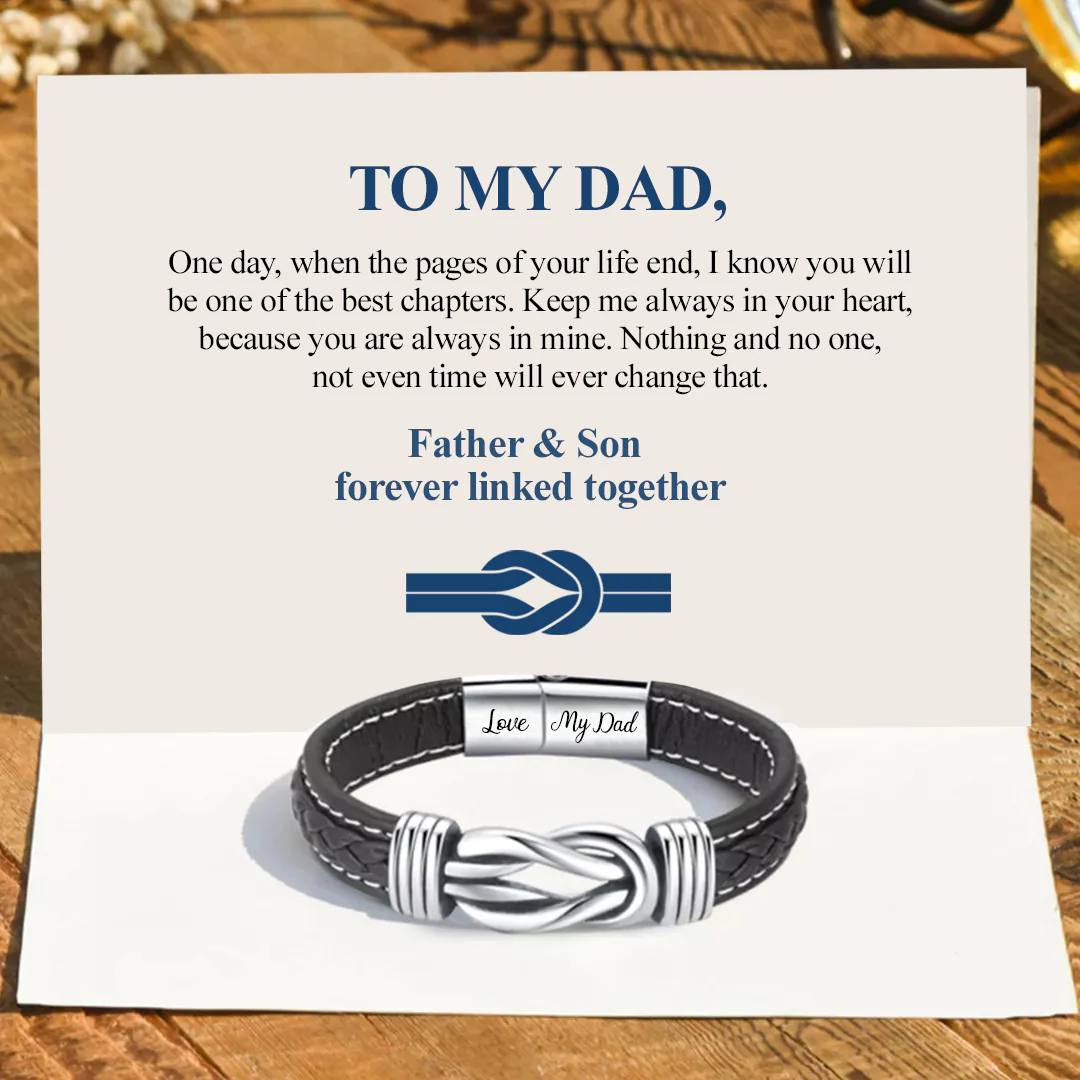Leather wristband - Forever connected - To my Dad - Image 5