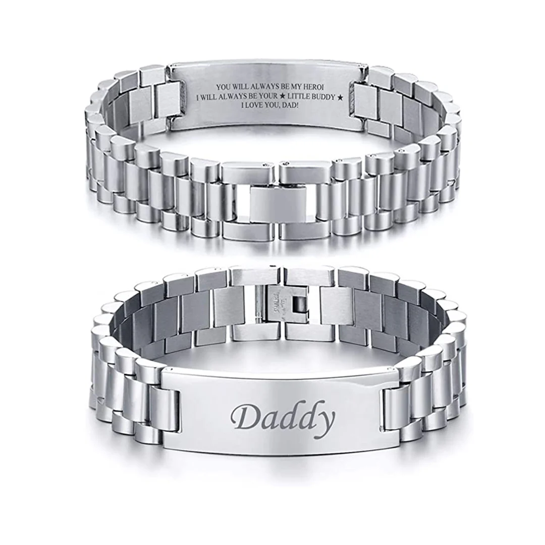 Stainless Steel Link Bracelet - To my beloved Dad - Image 2