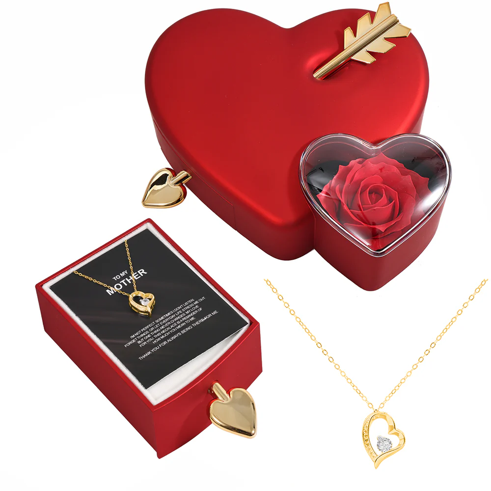 14K White Gold Necklace – Real Rose Gift Box – To My Mother - Image 2