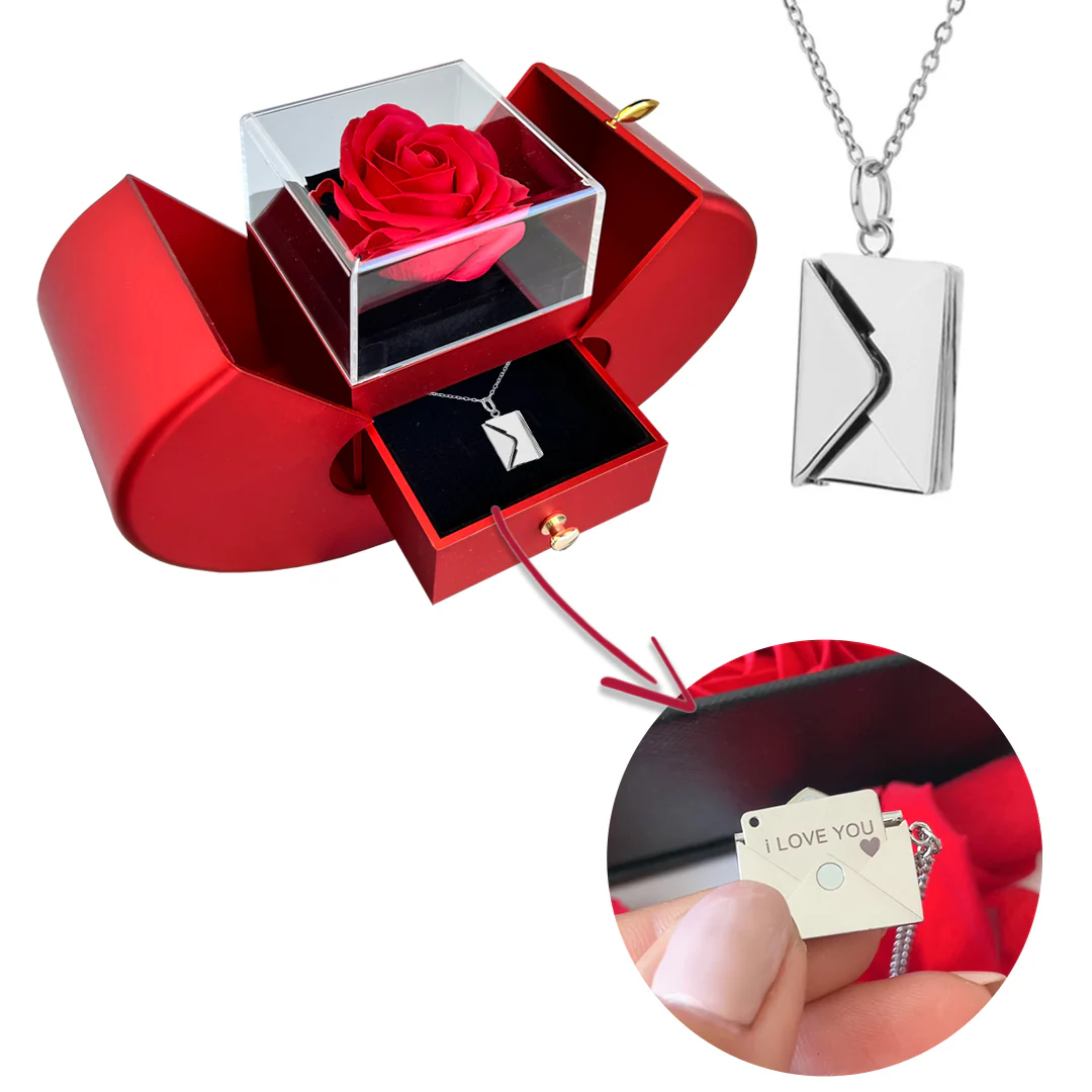 Necklace with a secret message - Real Rose - I love you - Image 10