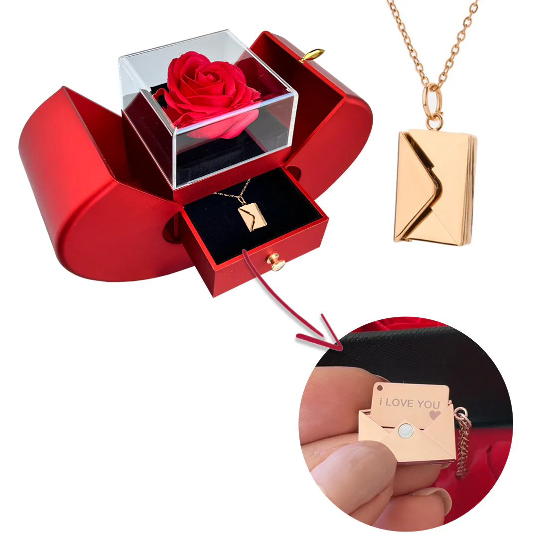 Necklace with a secret message - Real Rose - I love you - Image 11