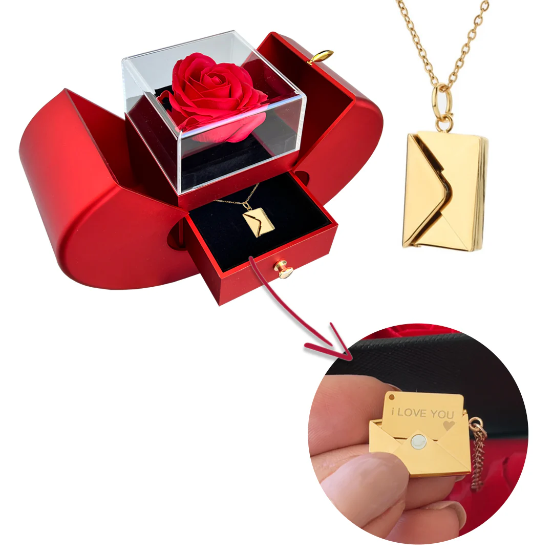 Necklace with a secret message - Real Rose - I love you - Image 12