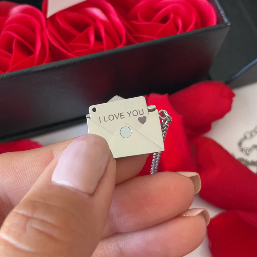 Necklace with a secret message - Real Rose - I love you - Image 3