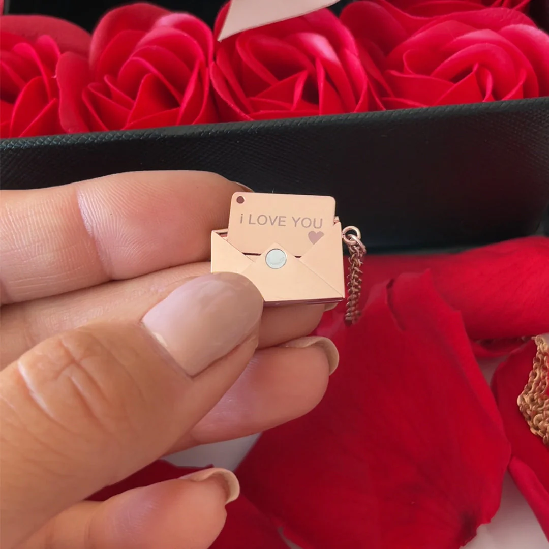 Necklace with a secret message - Real Rose - I love you - Image 5