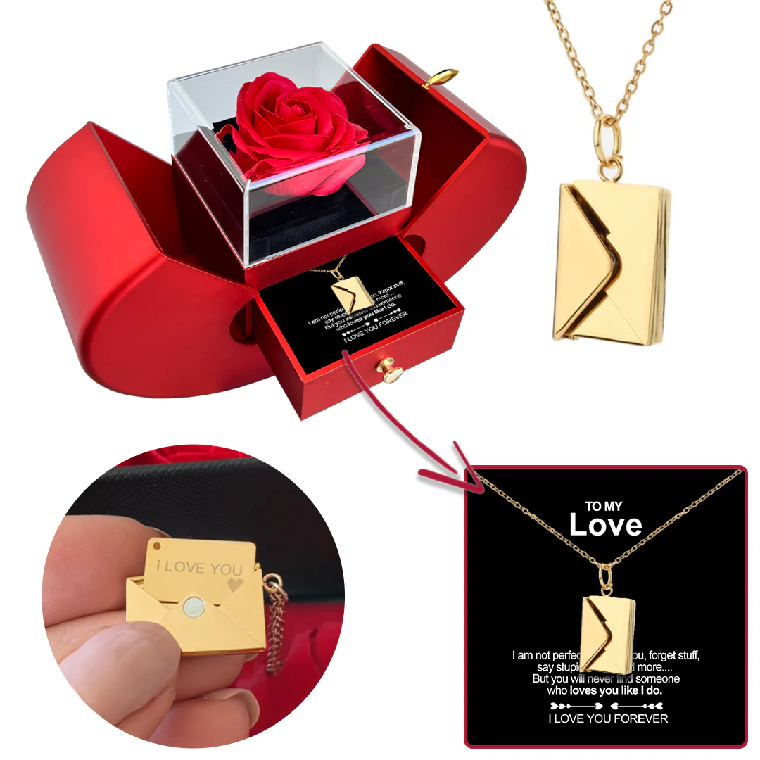 Necklace with a secret message - Real Rose - I love you - Image 6