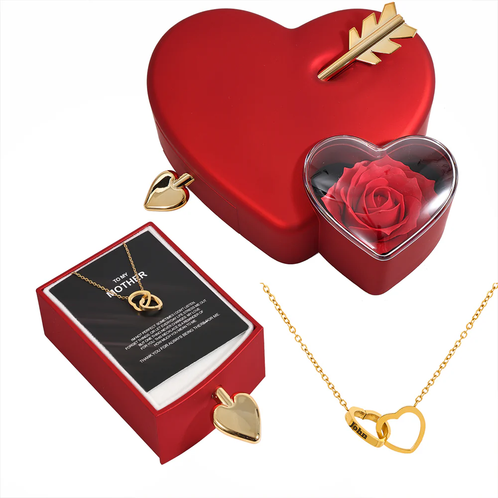 Engraved Heart Necklace - With Real Rose - To My Mother - Image 4