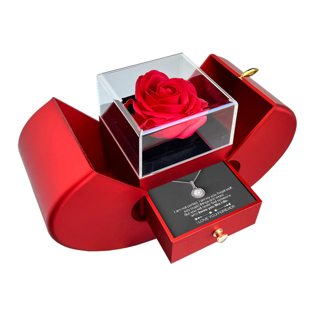 Sterling Silver Necklace - With Real Rose To My Love - Image 4